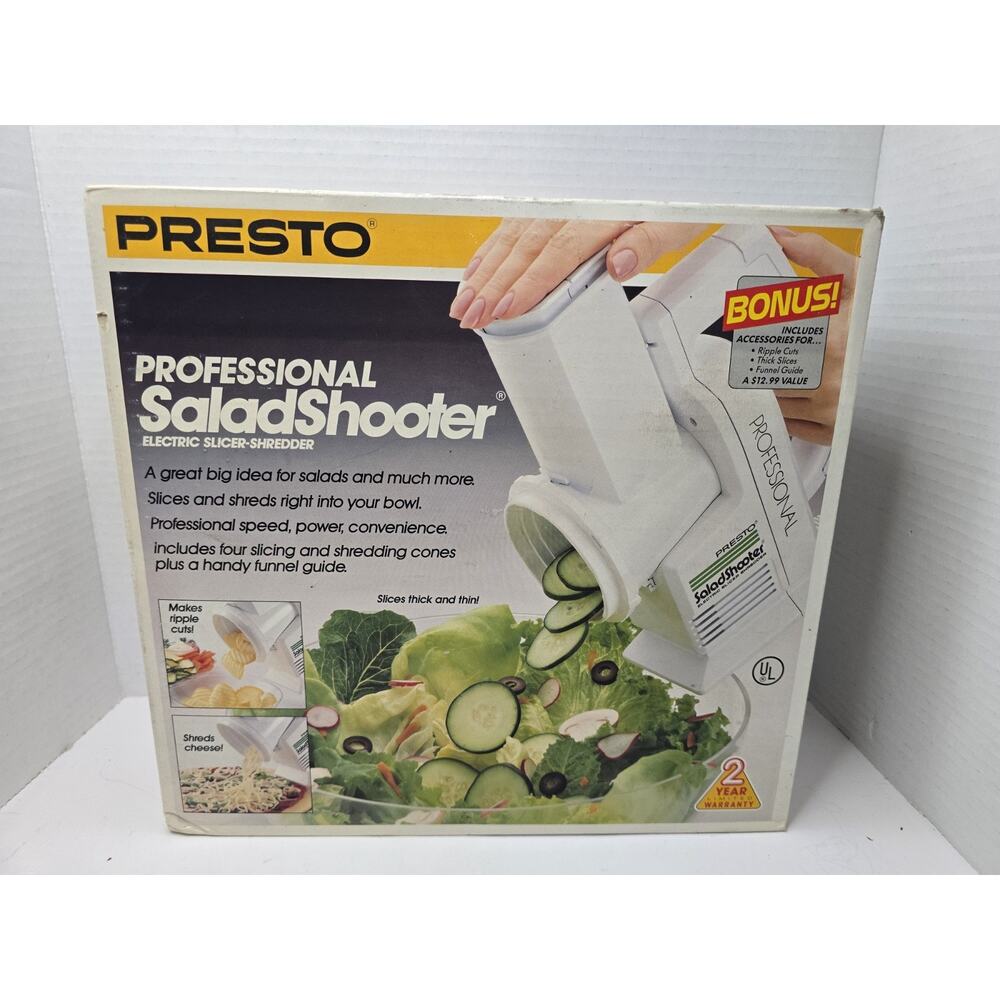 VTG Presto Professional Salad Shooter Model 02970 Electric Slicer Shredder NOS